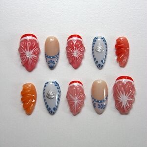 Colorful Nail Art Set with Floral Designs